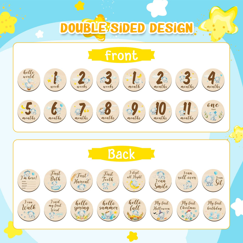 Tiamon wooden baby milestone circles close-up showing smooth, safe finish.