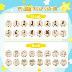 Tiamon wooden baby milestone circles close-up showing smooth, safe finish.