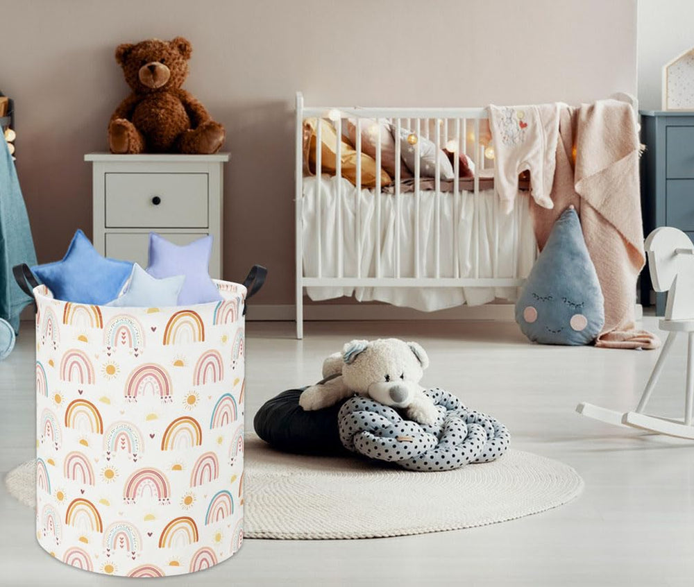 Tibaolover baby clothes storage basket enhances nursery decor with cheerful rainbow colors