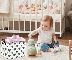 TIBAOLOVER Love Heart Bin with sturdy handles for easy transport around home.