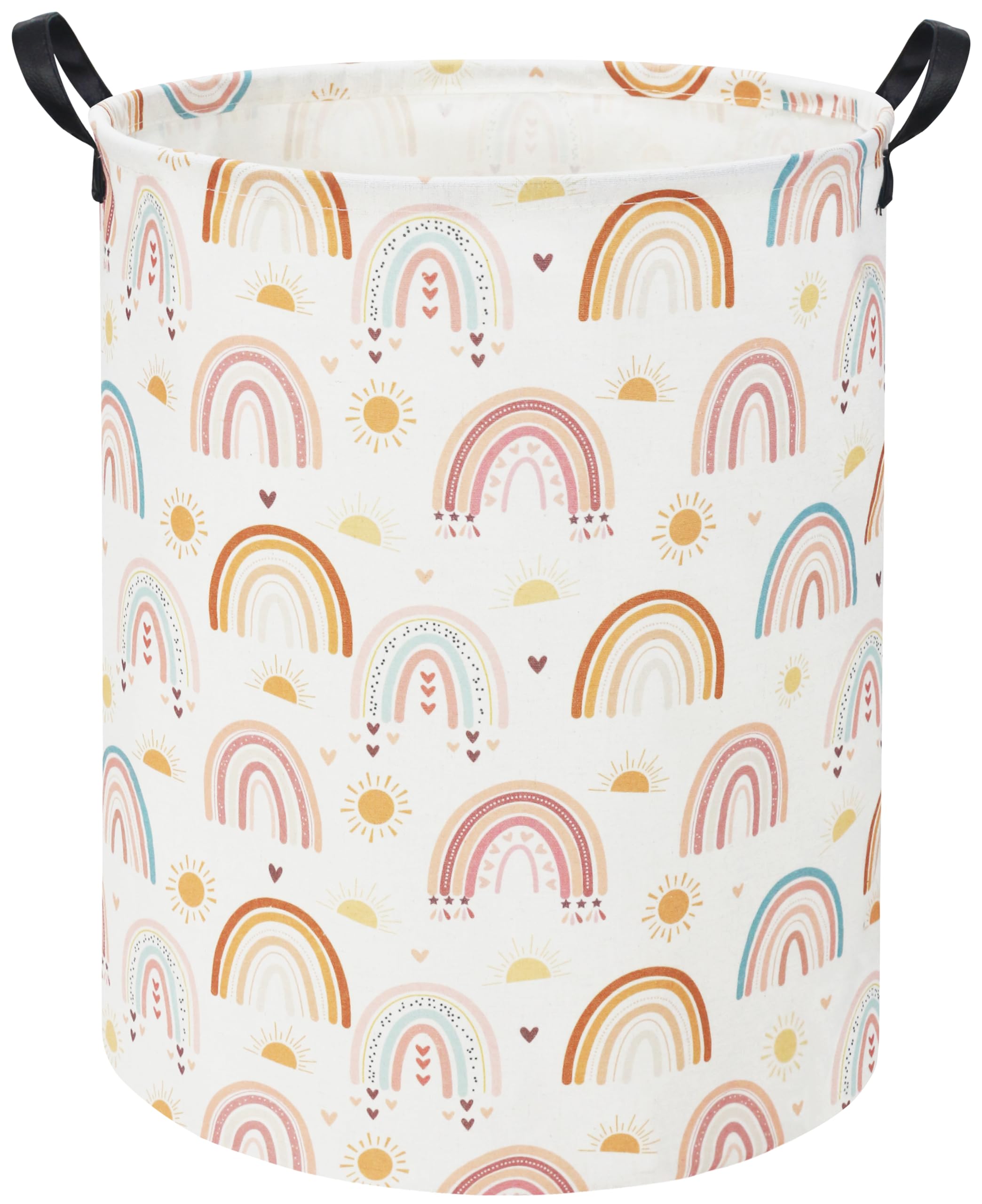 Tibaolover rainbow kids laundry basket on sun rainbow design for tidy clothing storage