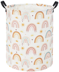 Tibaolover rainbow kids laundry basket on sun rainbow design for tidy clothing storage