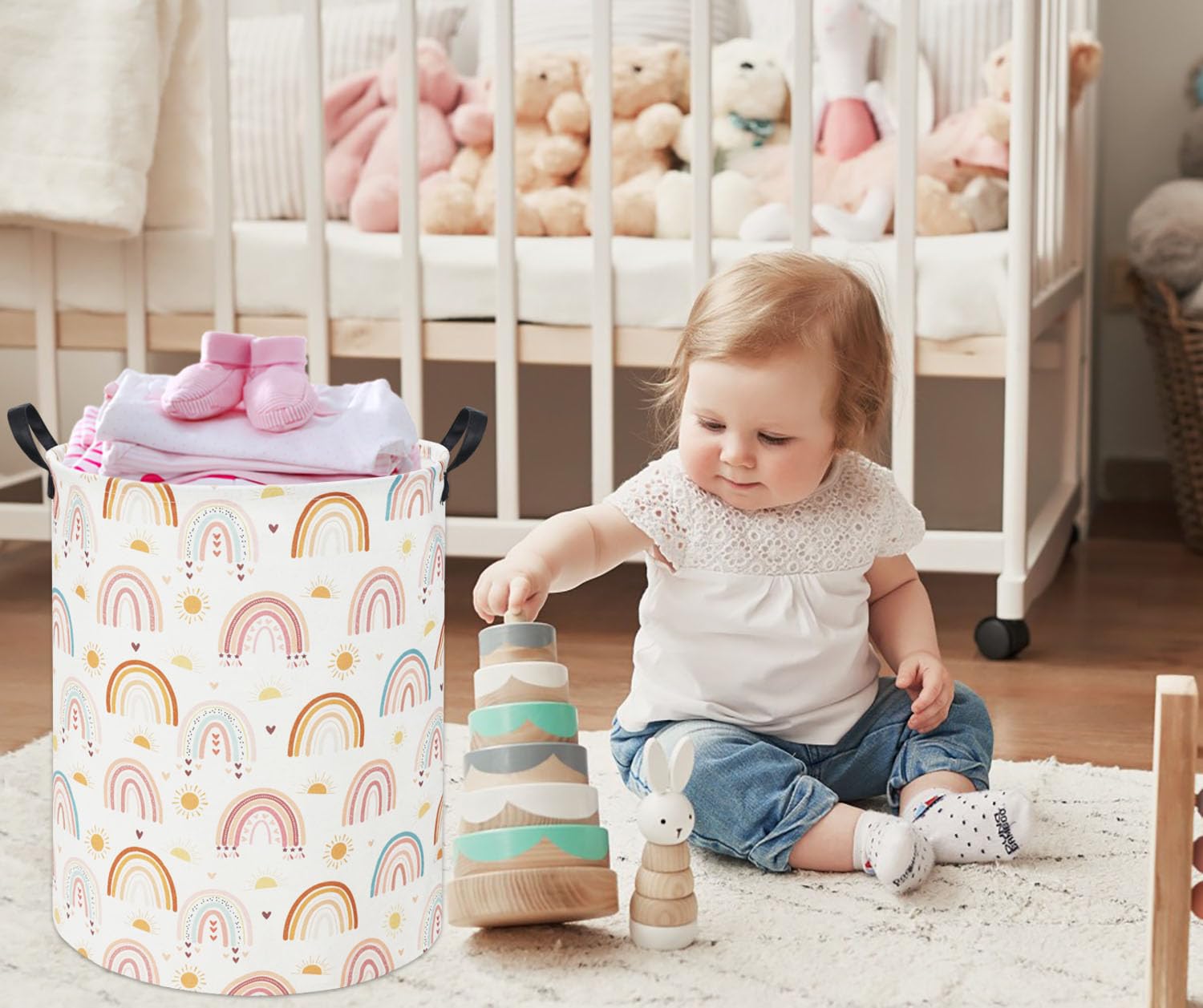 Tibaolover rainbow toy storage bin ideal for organizing playthings