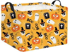 TIBAOLOVER rectangular Halloween basket with yellow pumpkin for kids' decor and storage.