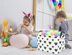 TIBAOLOVER Rectangular Love Heart Bin open showing spacious interior for toys and books.
