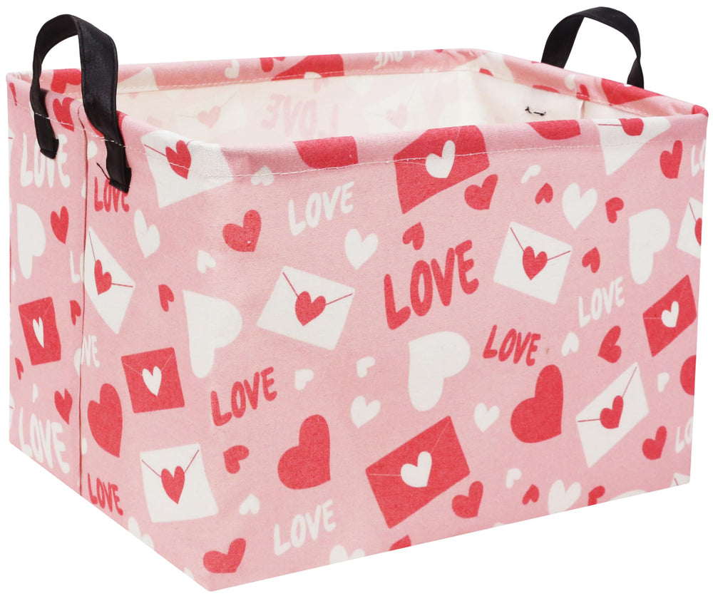 TIBAOLOVER rectangular pink basket ideal for organized toy and book storage.