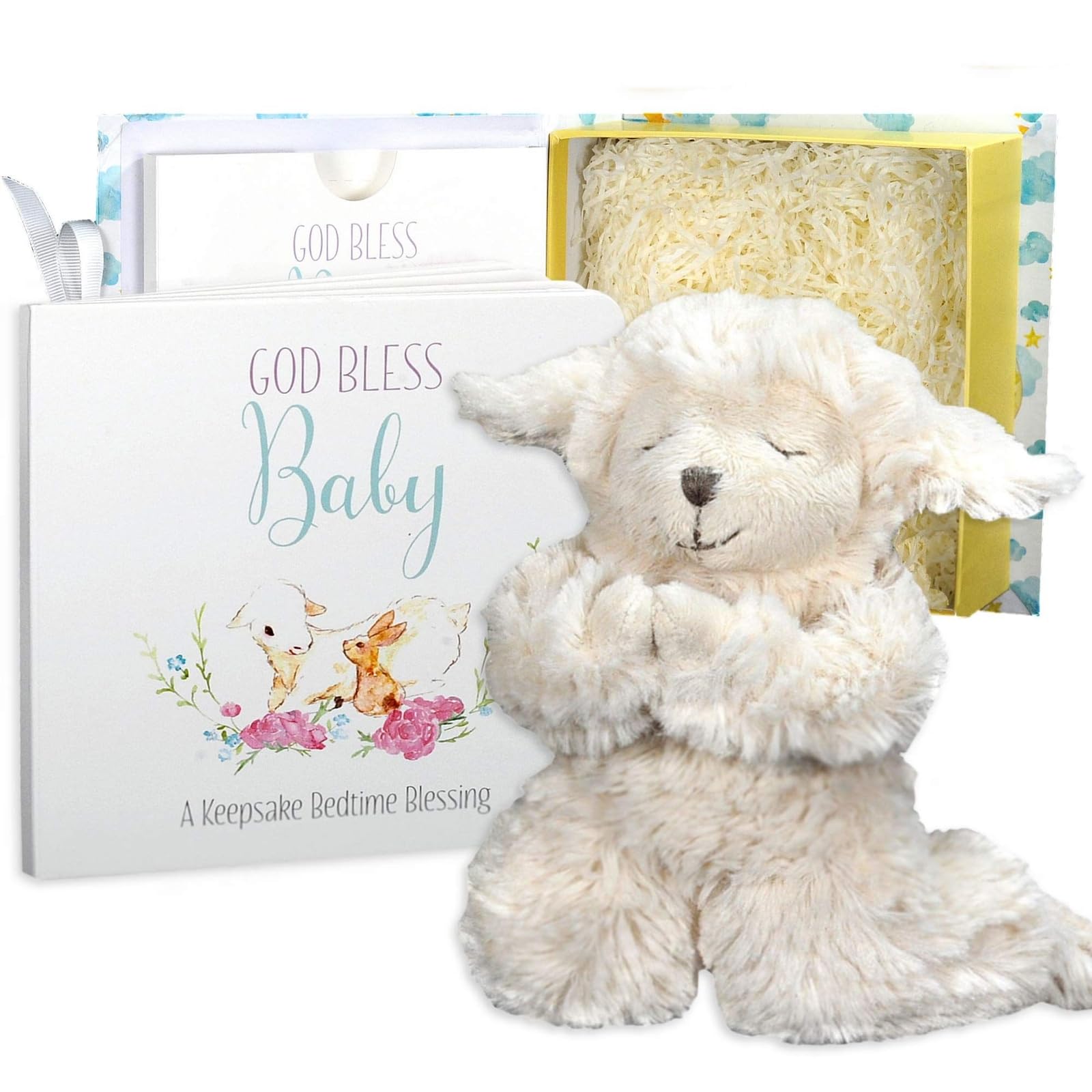 Tickle & Main Catholic Baptism Set in a white presentation box, ready for gifting.