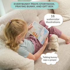 Tickle & Main Everybunny Prays belly press activates a gentle prayer.
