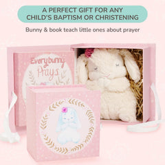 Tickle & Main Everybunny Prays pink gift box enhances baptism gift presentation.