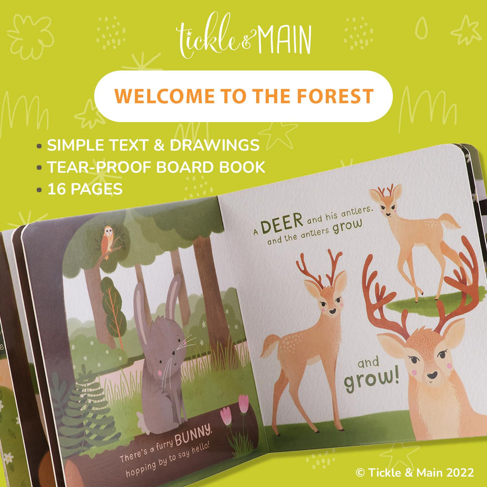 Tickle & Main forest newborn gift set in festive packaging for baby showers