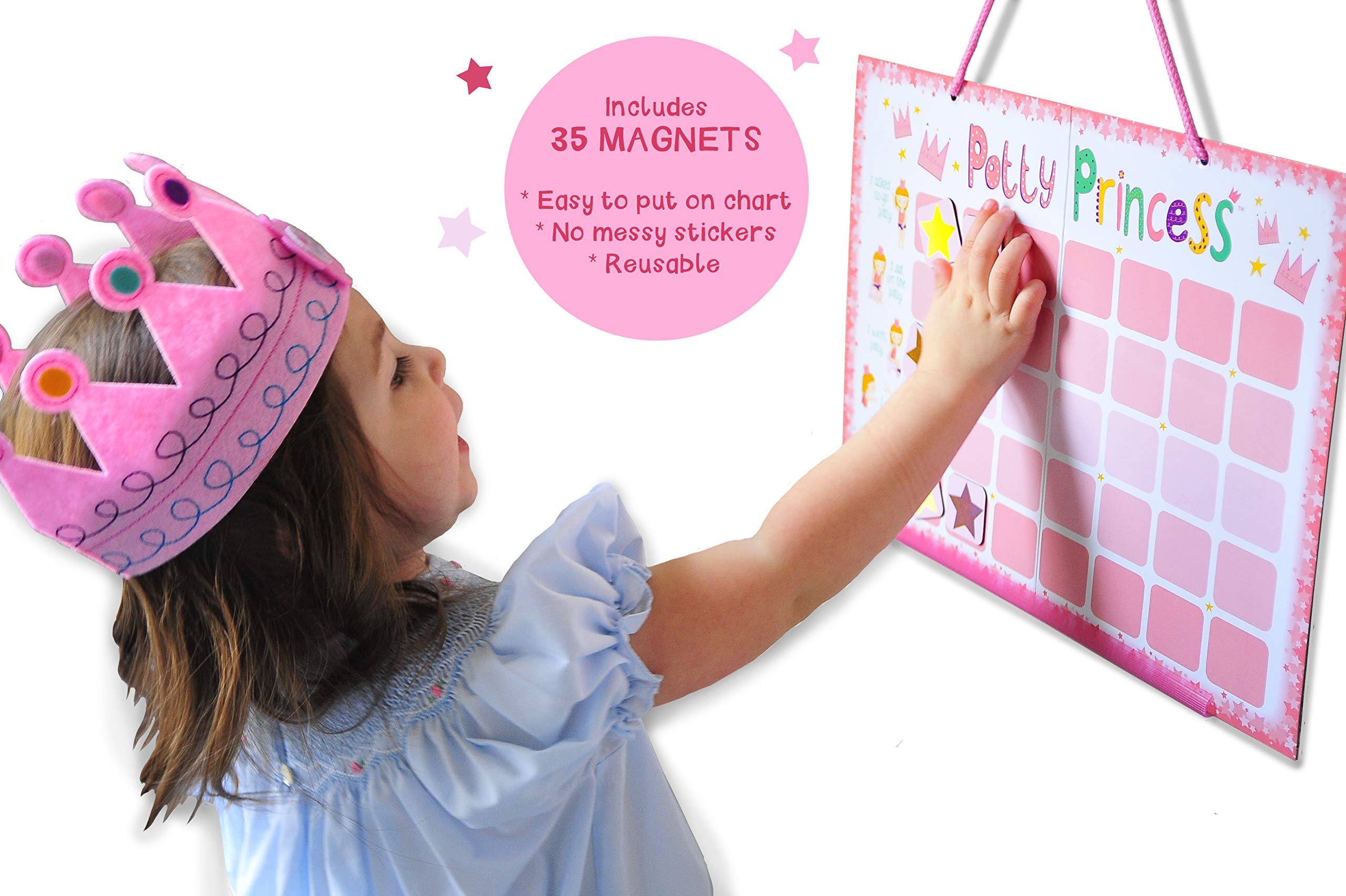 Tickle & Main storybook, chart, and crown create an engaging training routine.