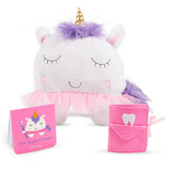 Tickle and Main unicorn tooth fairy pillow kit packaging shows complete set for gifting