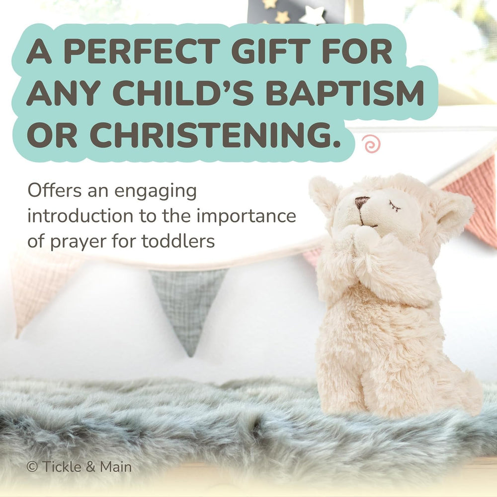 Tickle & Main white gift box with grosgrain ribbon, elegant christening presentation.