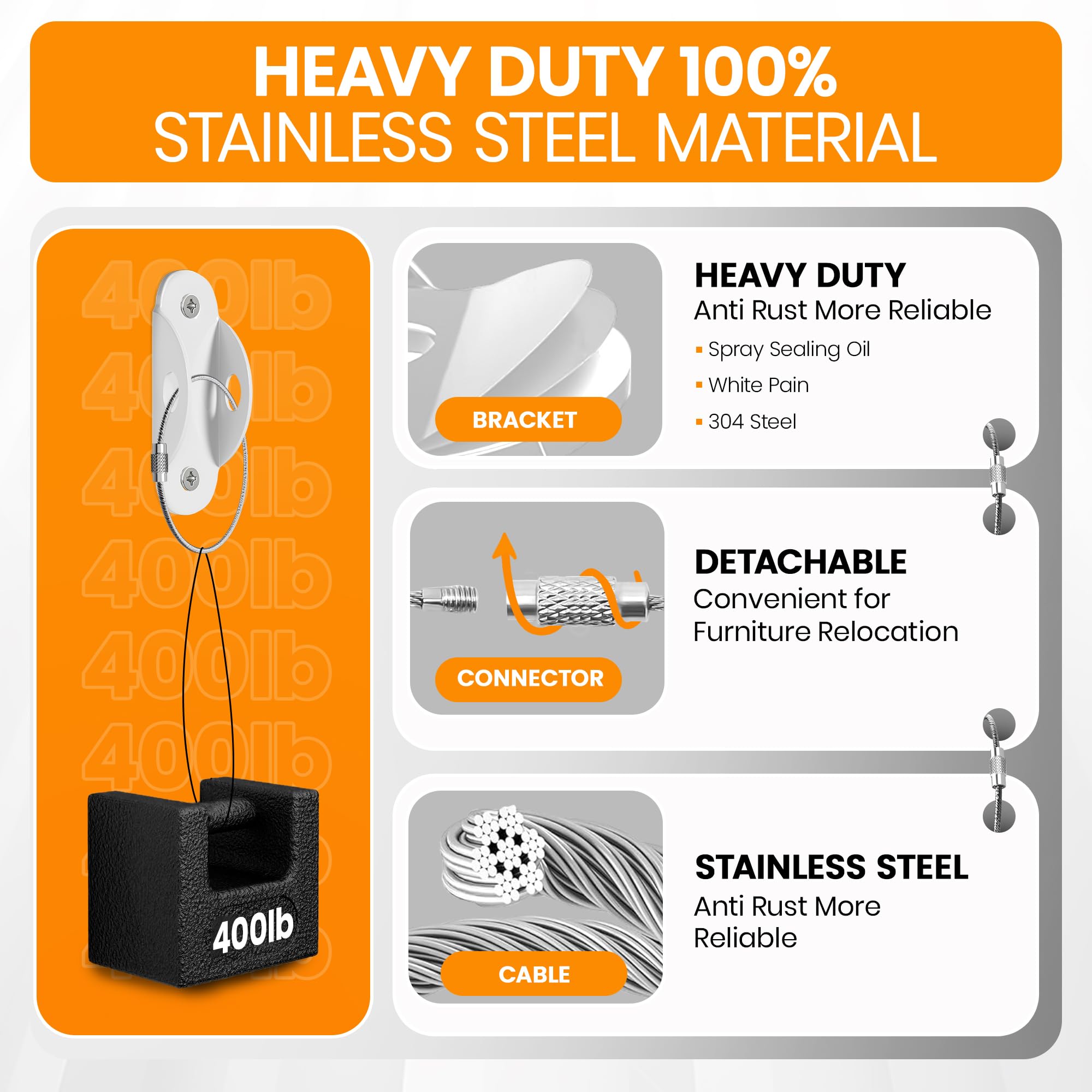 Tickselect stainless steel anchors resist heat and rust for lasting use.