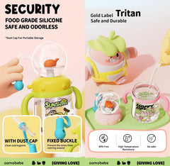 Tictoyo kids sippy cup with leak-proof lid and straw protects against messes.