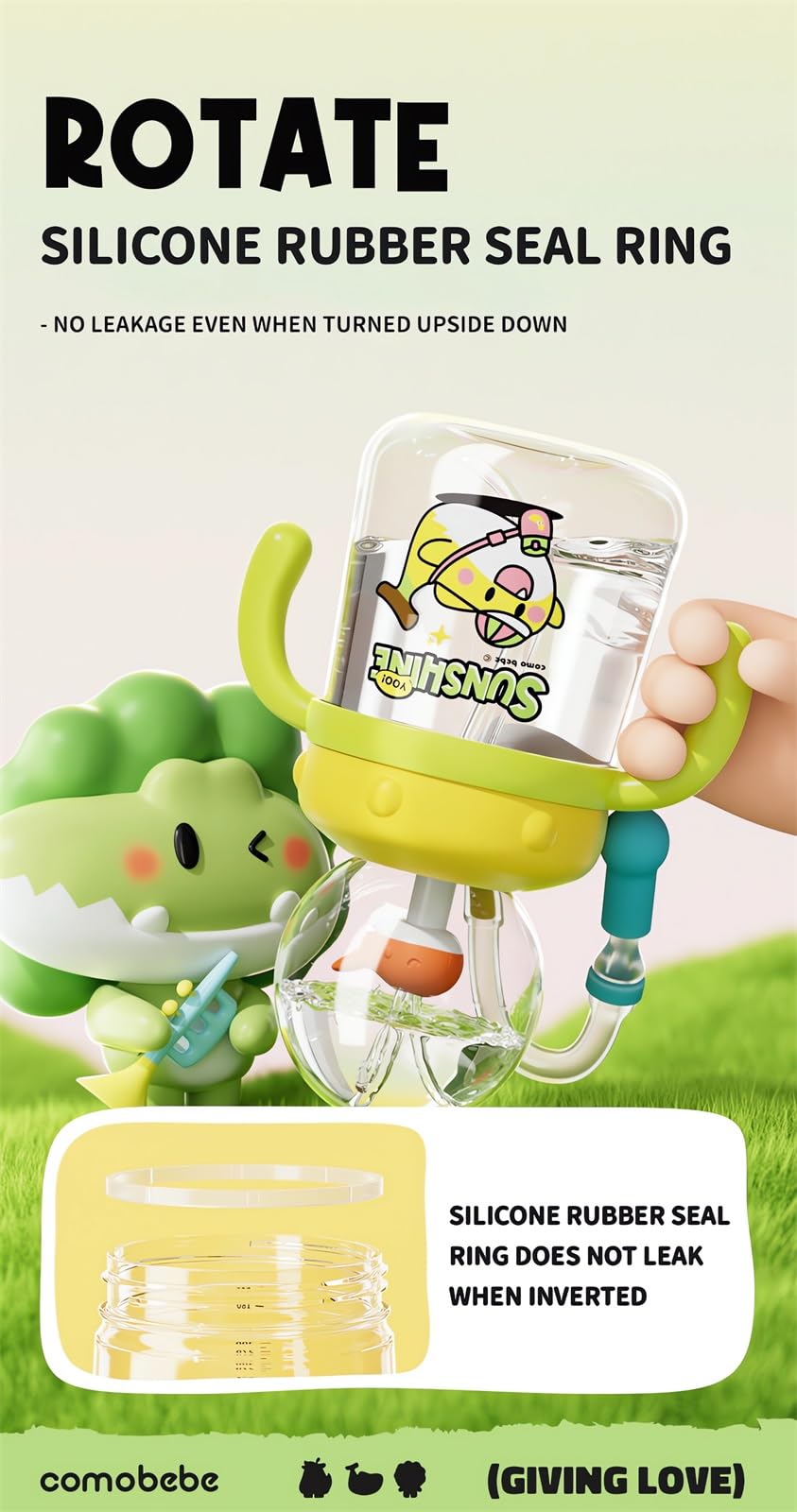 Tictoyo soft silicone spout provides a gentle sip for toddlers.