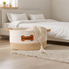 Tidelit storage basket blends with living room decor while staying functional.