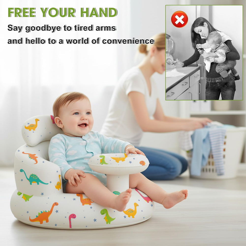 Multifunctional seat suitable for indoors, outdoors, feeding, and playtime.
