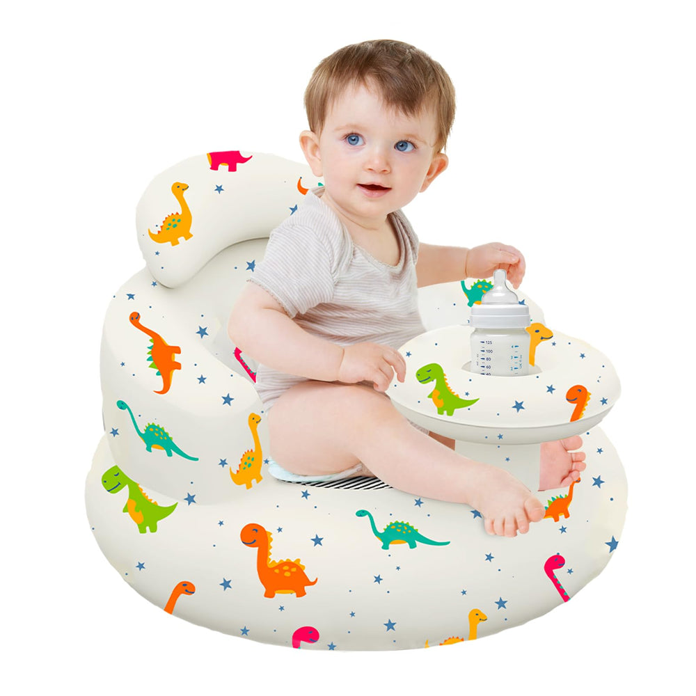 Dinosaur-themed seat adds fun during meals and playtime.