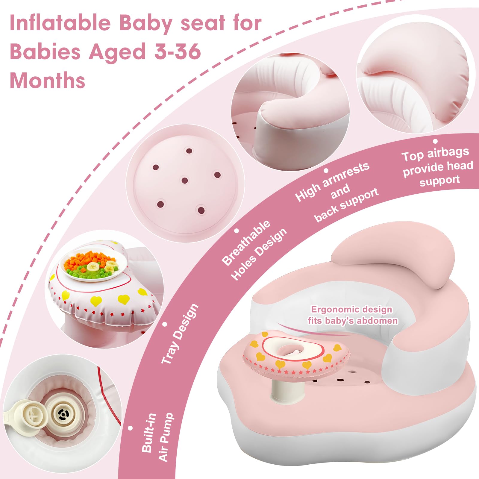 TIDNNS tray with white heart pattern providing stable support during meals