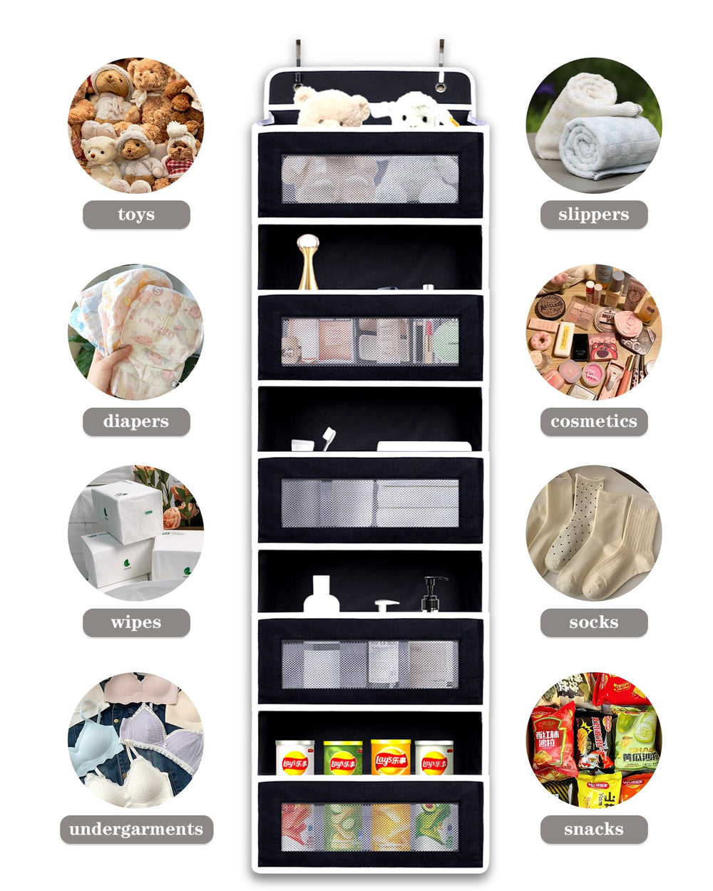 TIDY SAVANT organizer with mesh pockets for small items and quick access.