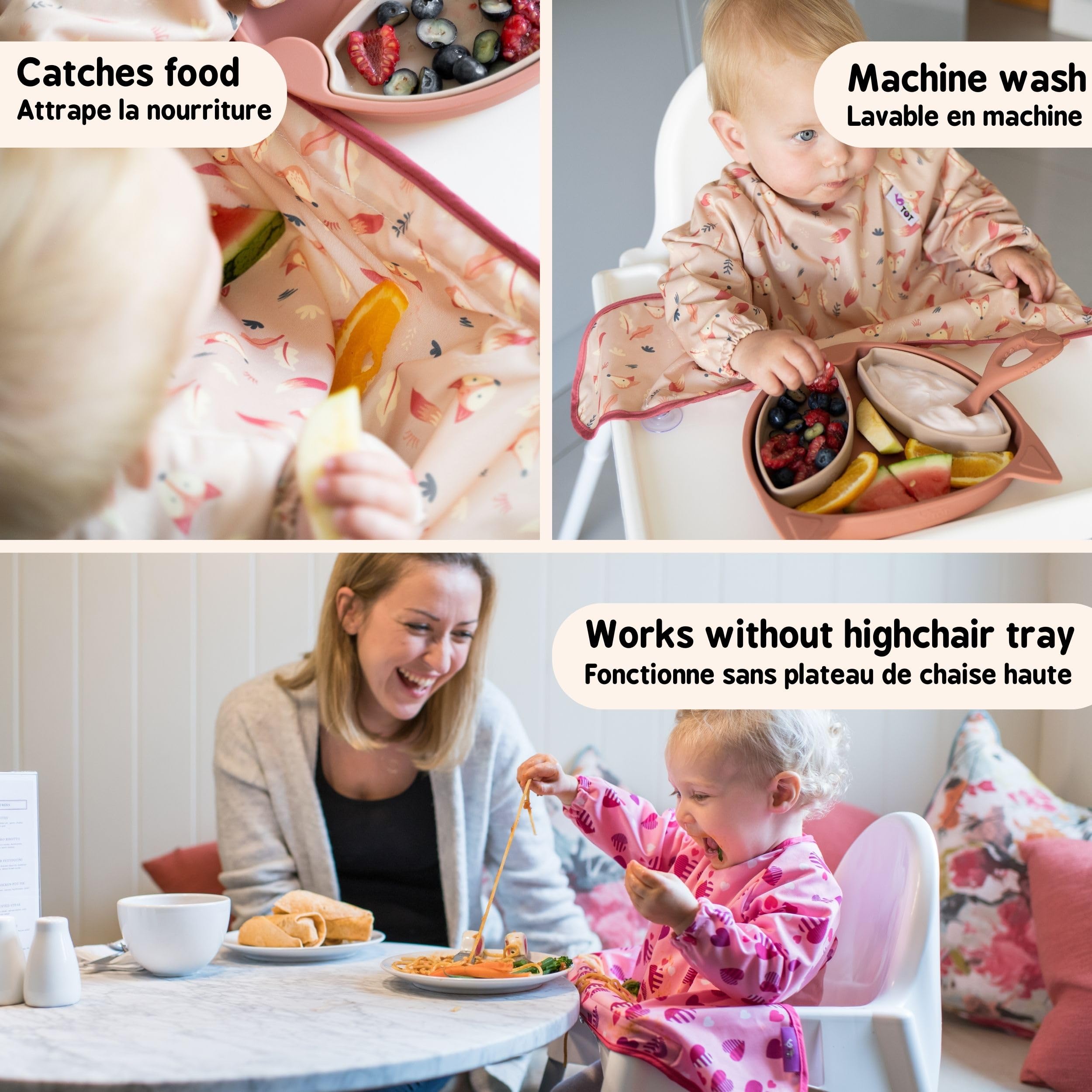 Tidy Tot Love Hearts design bib keeps outfits clean with cute pattern