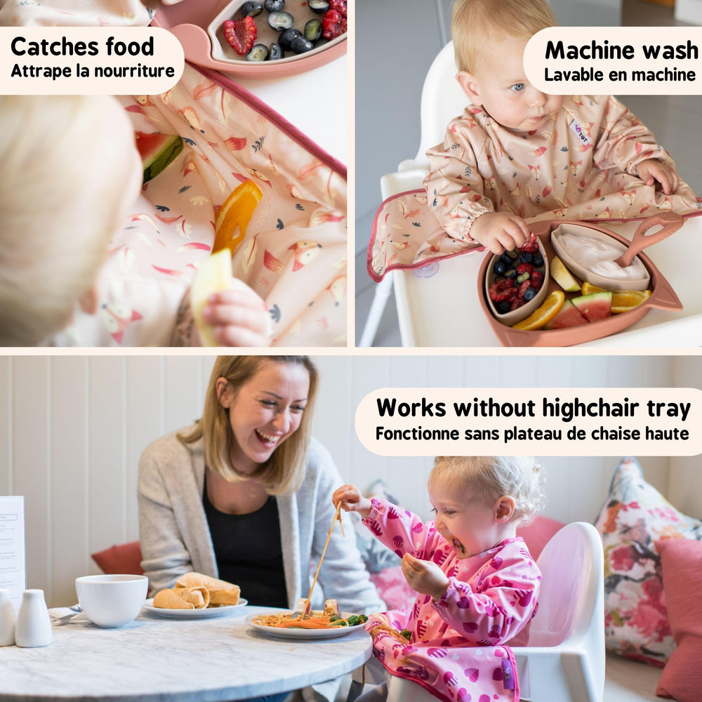 Tidy Tot Love Hearts design bib keeps outfits clean with cute pattern