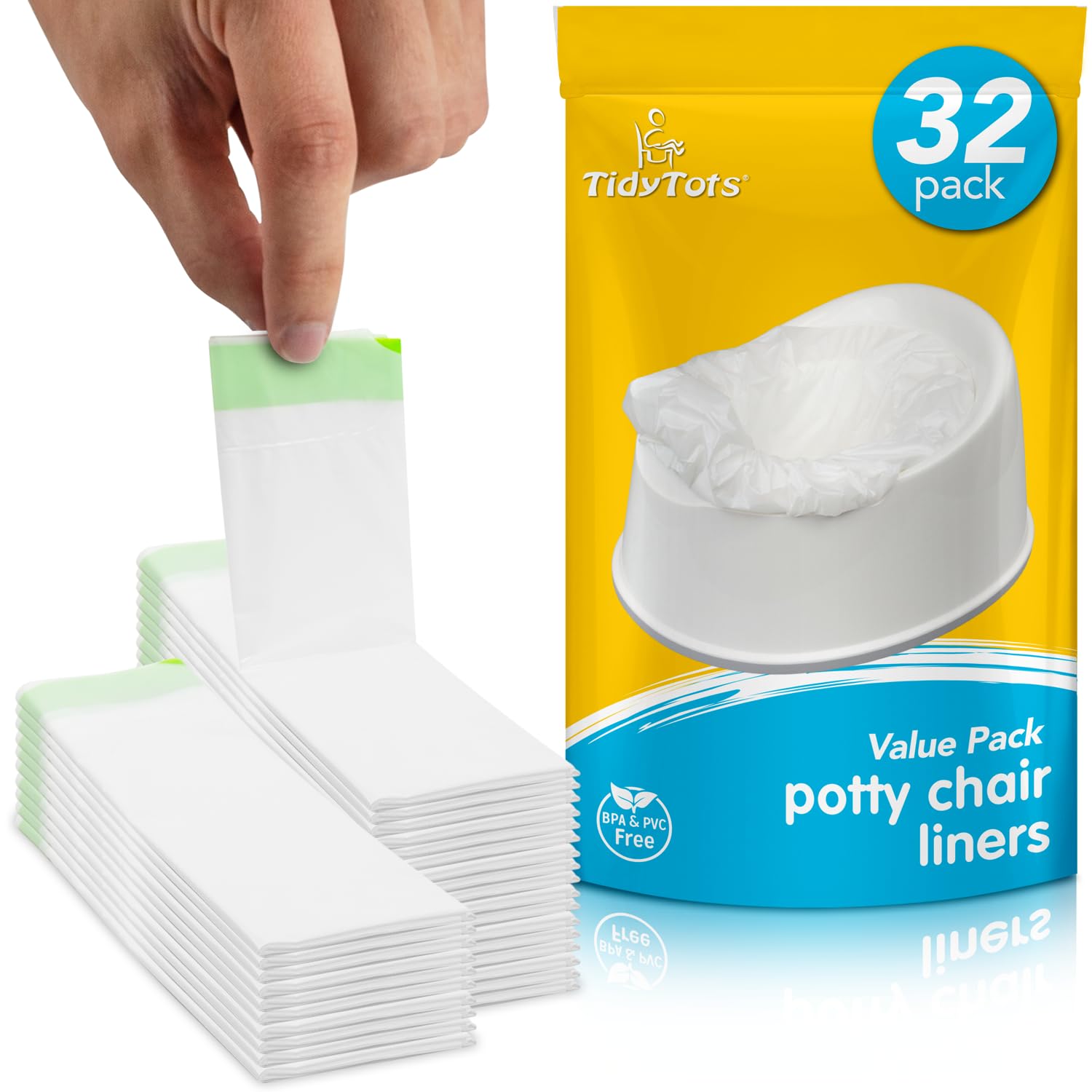 tidytots disposable potty liner pack ready for quick, mess-free changes