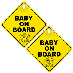TIESOME baby on board elephant pattern sign increases rear visibility.