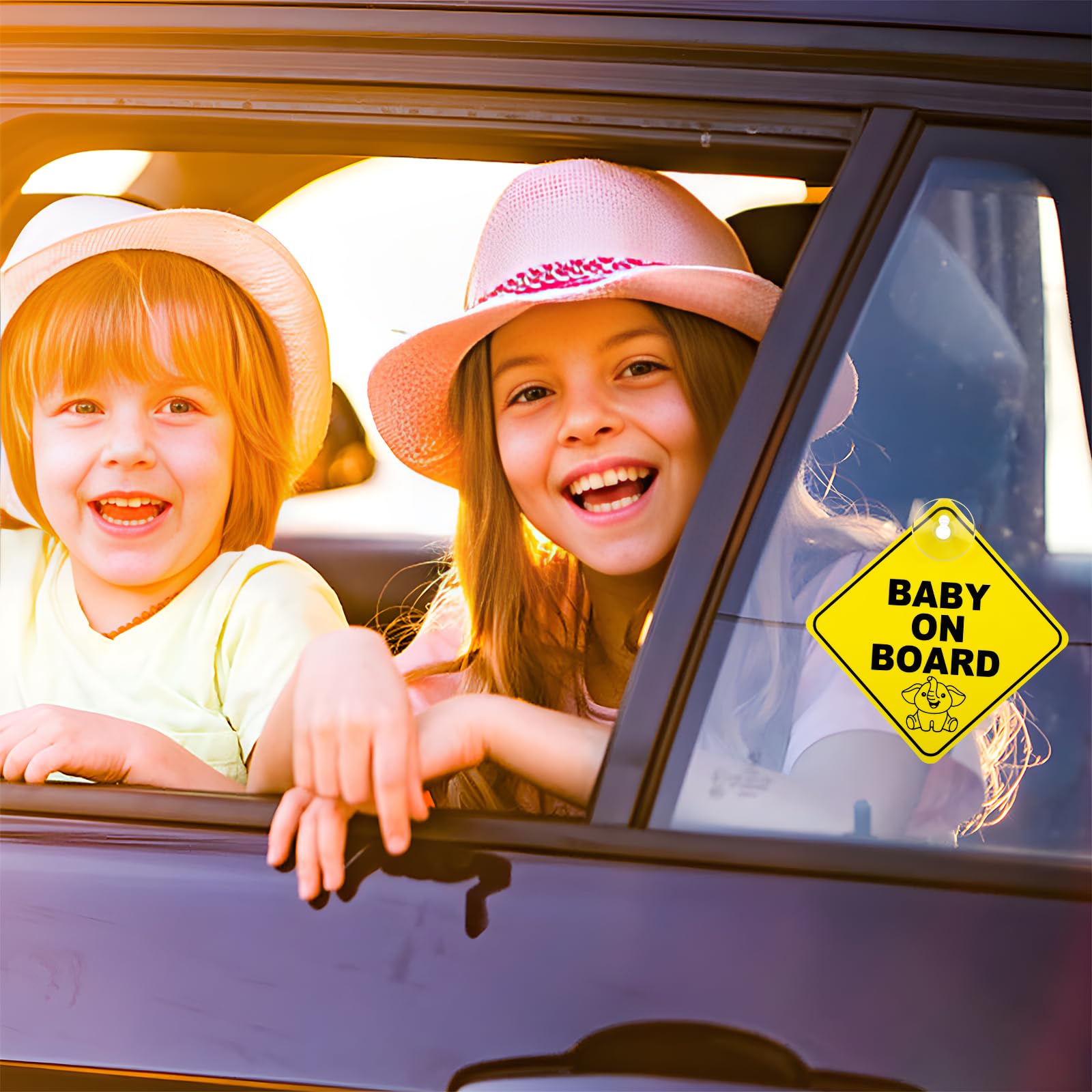 TIESOME baby on board giraffe pattern sign enhances attention in traffic.