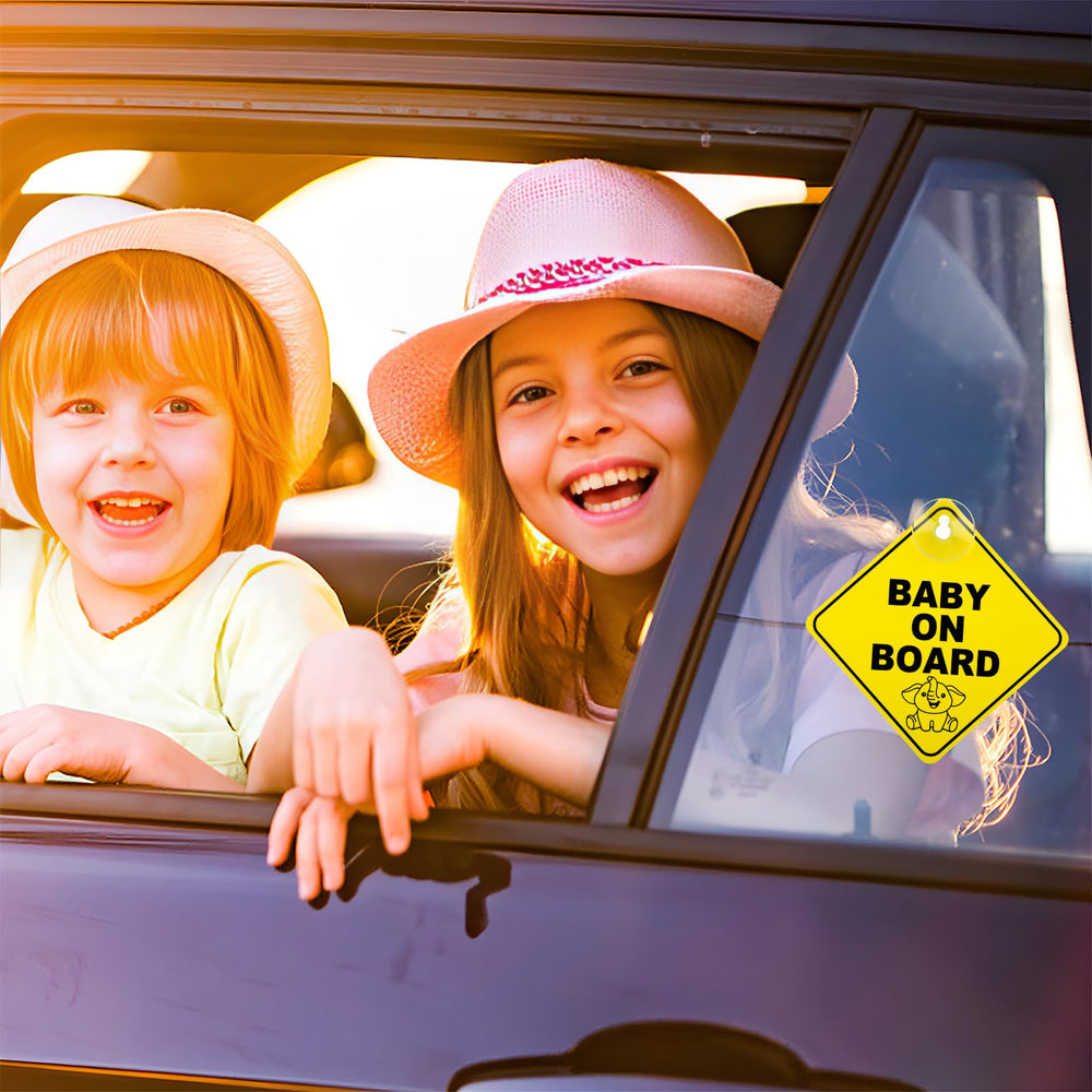 TIESOME baby on board giraffe pattern sign enhances attention in traffic.