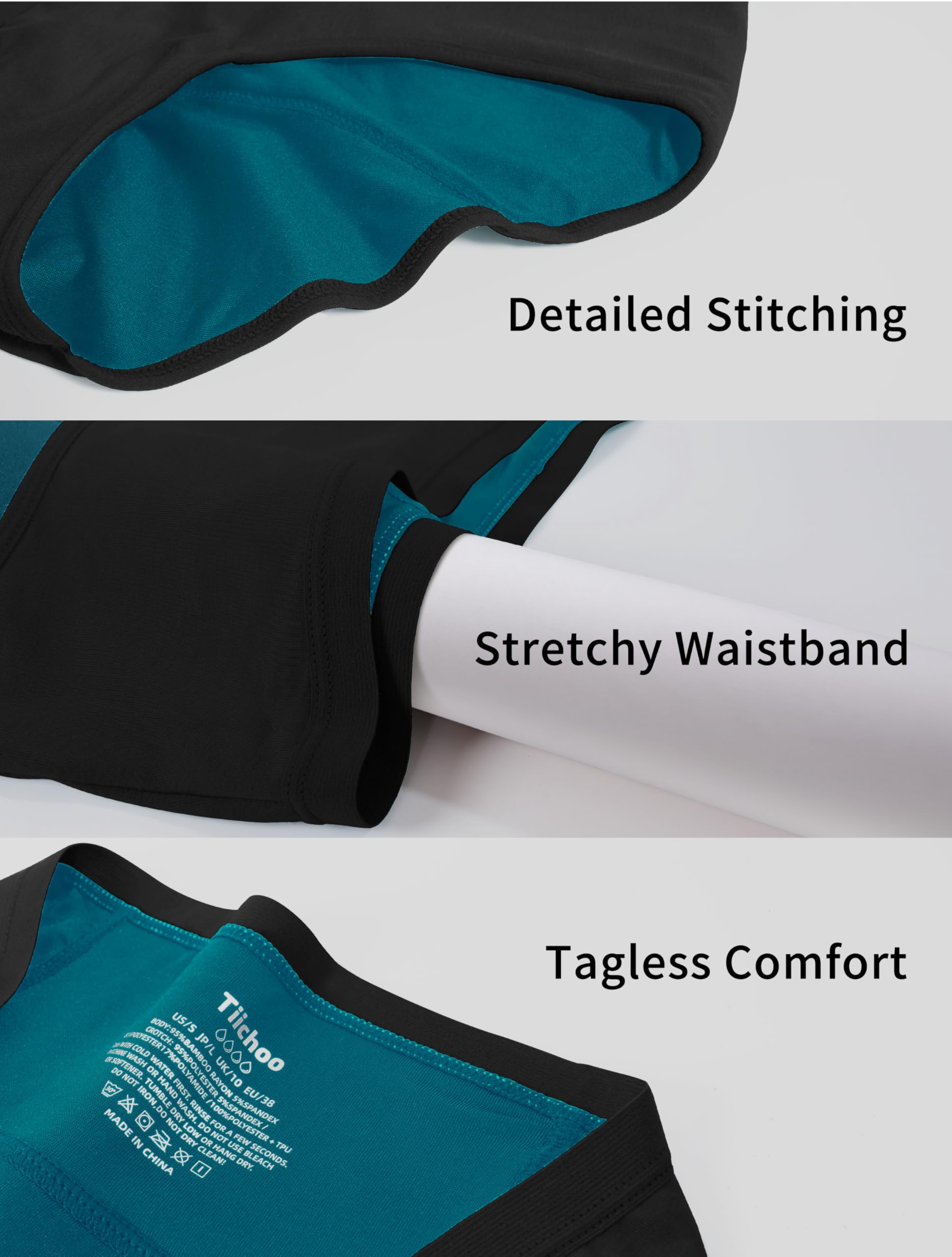 TIICHOO full-coverage gusset demonstrates extended protection front to back.