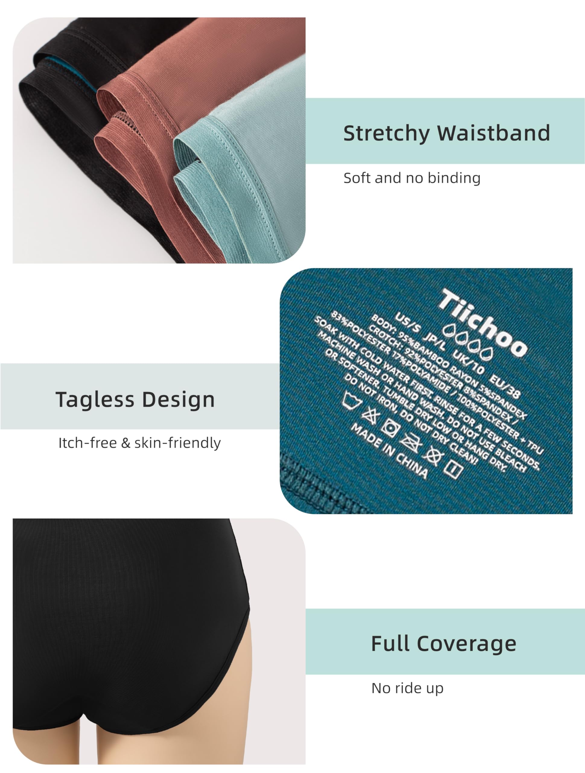TIICHOO reusable PFAs-free underwear supports sustainable, wash-and-wear use.