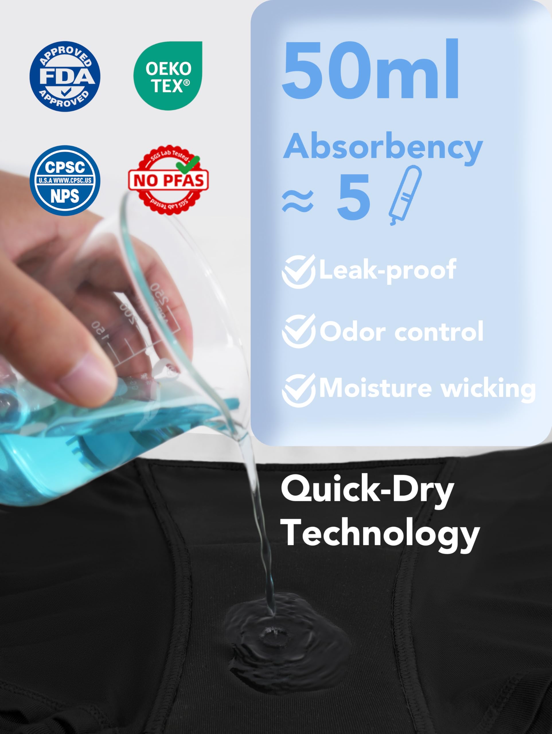 TIICHOO leakproof gusset detail for light leaks and overnight protection