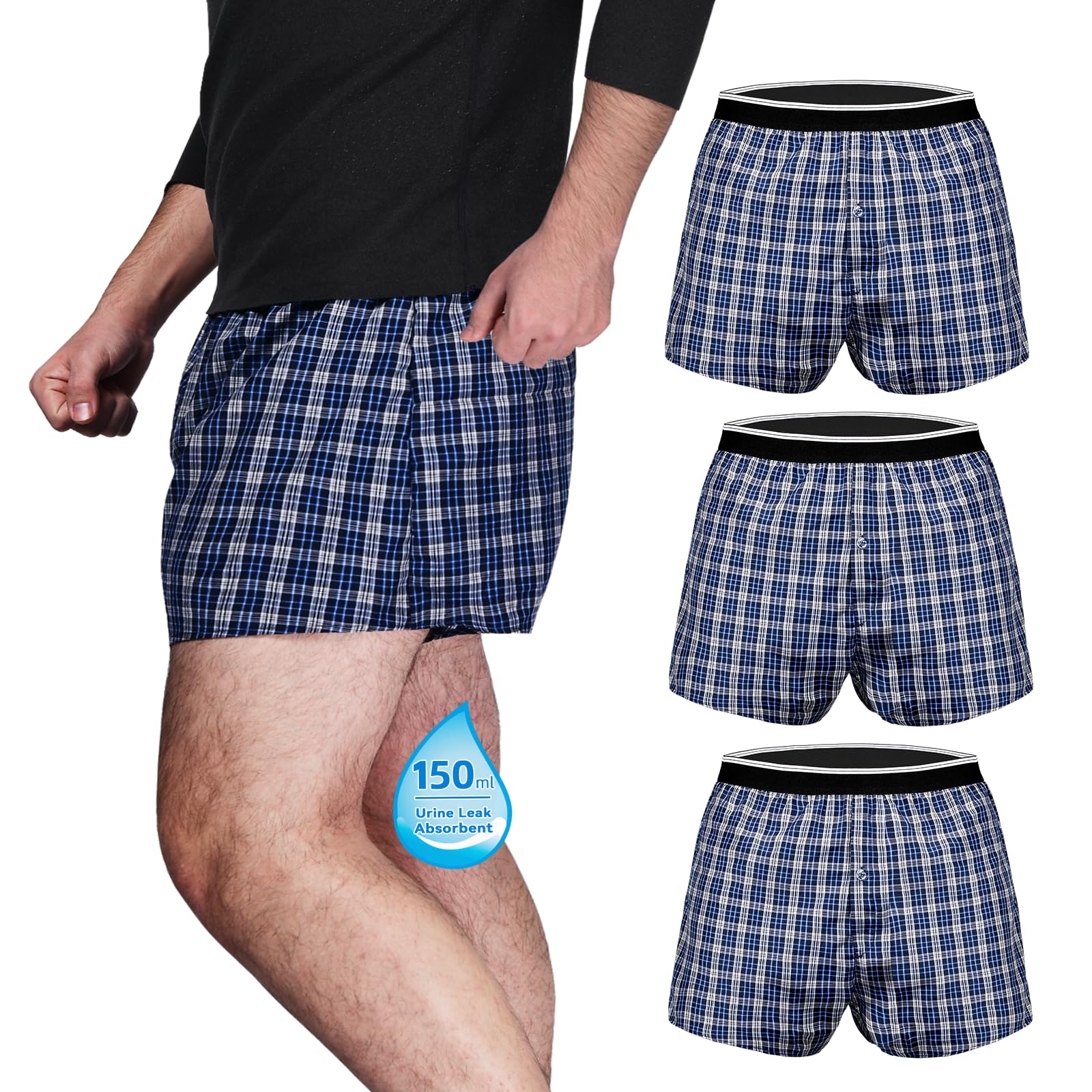 TIICHOO washable underwear for men, left view, discreet protection for daily activities.