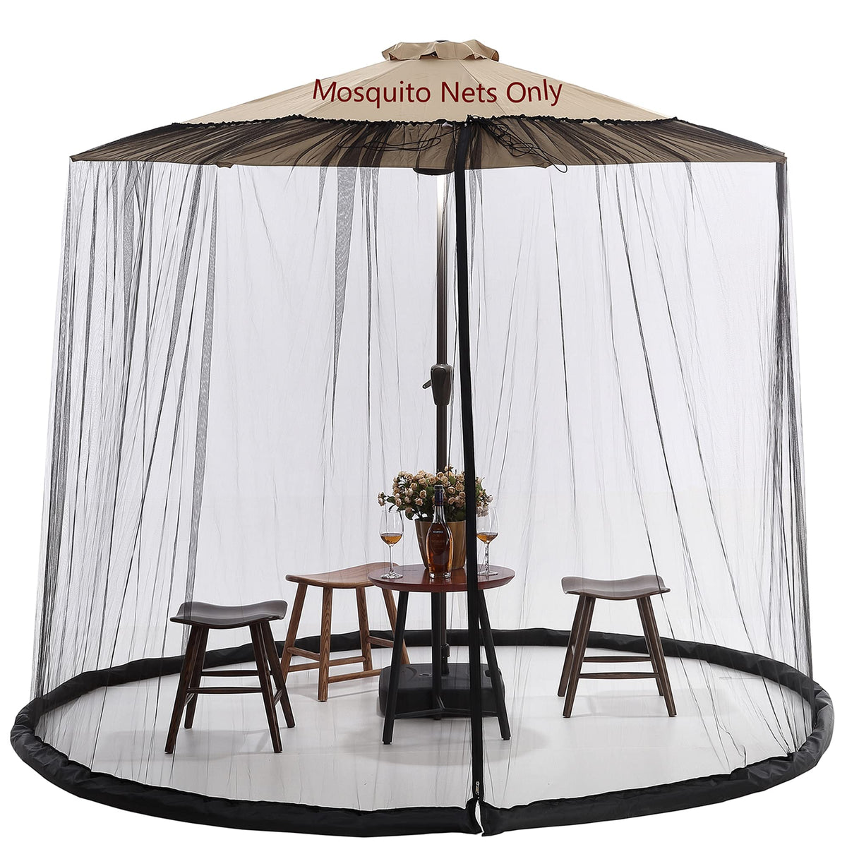 Tiimmgaal mosquito net for 9 ft umbrella with dense mesh blocks insects yet stays breathable.