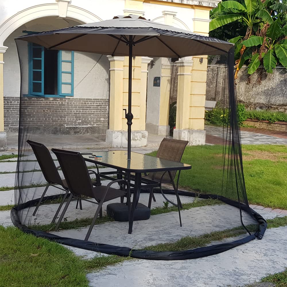 Tiimmgaal fits most 9-foot round umbrellas for patio setups.
