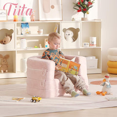 Tiita 3-in-1 kids sofa bed expanded to a comfy toddler-sized seat