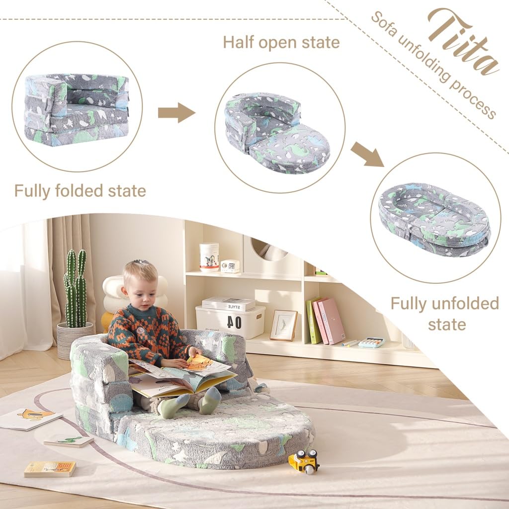 Tiita 3-in-1 Kids Sofa Bed travel-ready for hotel or car trips