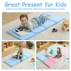 Tiita Kids Nap Mat blue showing 4-fold design for easy storage