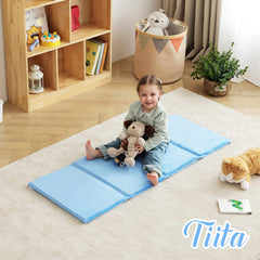 Tiita Kids Nap Mat blue with removable cover ready for washing