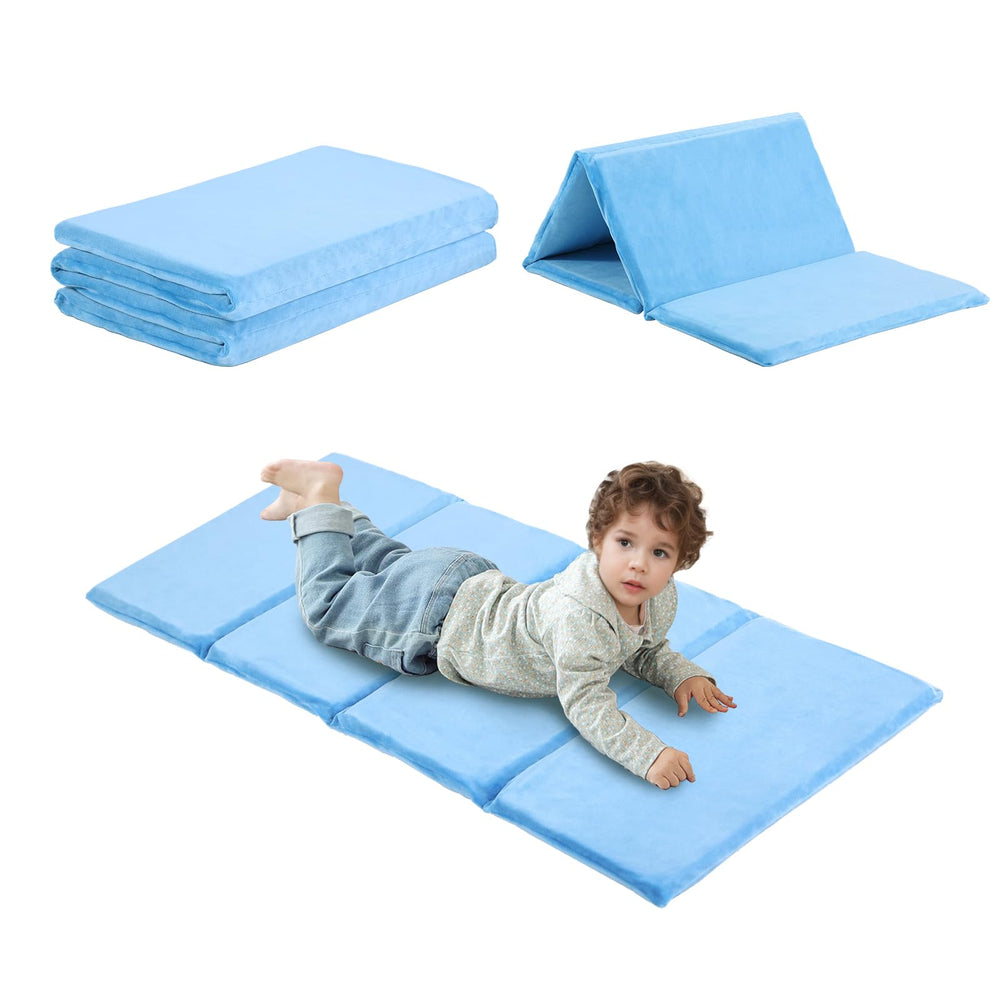 Tiita Kids Nap Mat in blue with soft fabric for a cozy resting surface