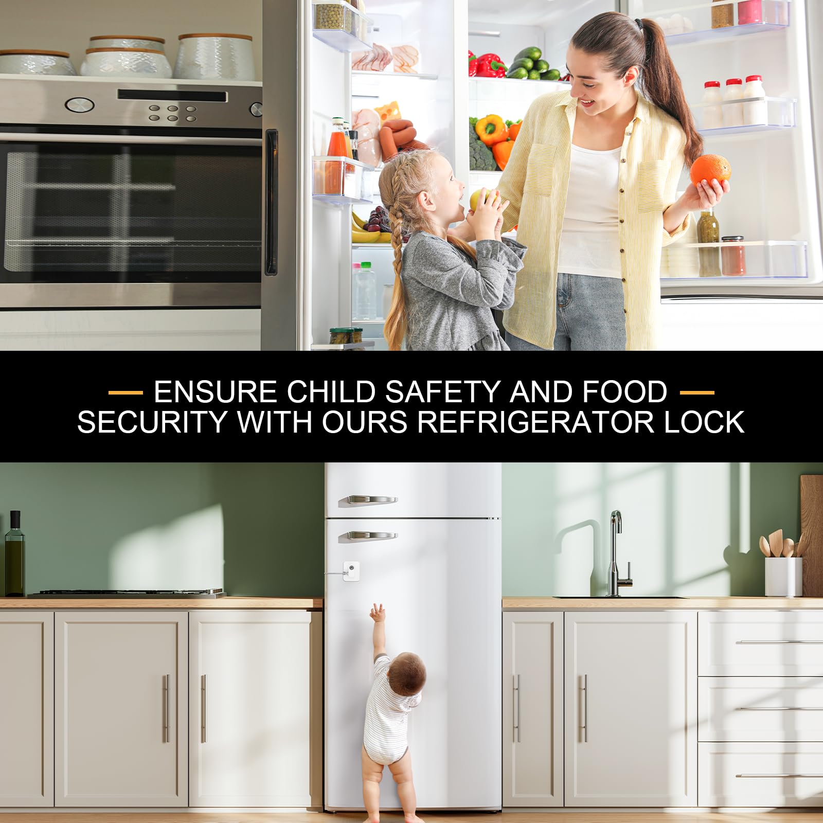 TIJTJHC 2-pack adhesive fridge lock is easy to install on cabinets.