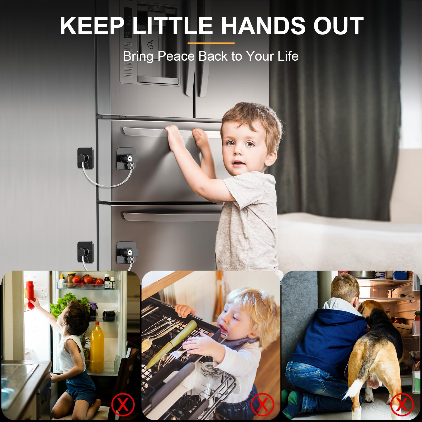 TIJTJHC fridge lock installed on a drawer for child-safe storage