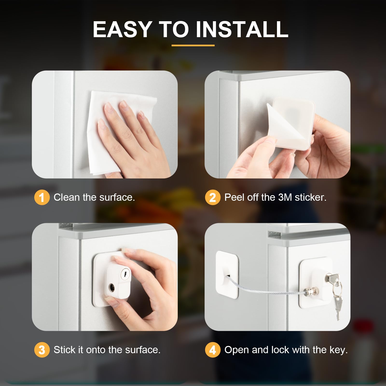TIJTJHC fridge lock setup requires no tools or drilling.