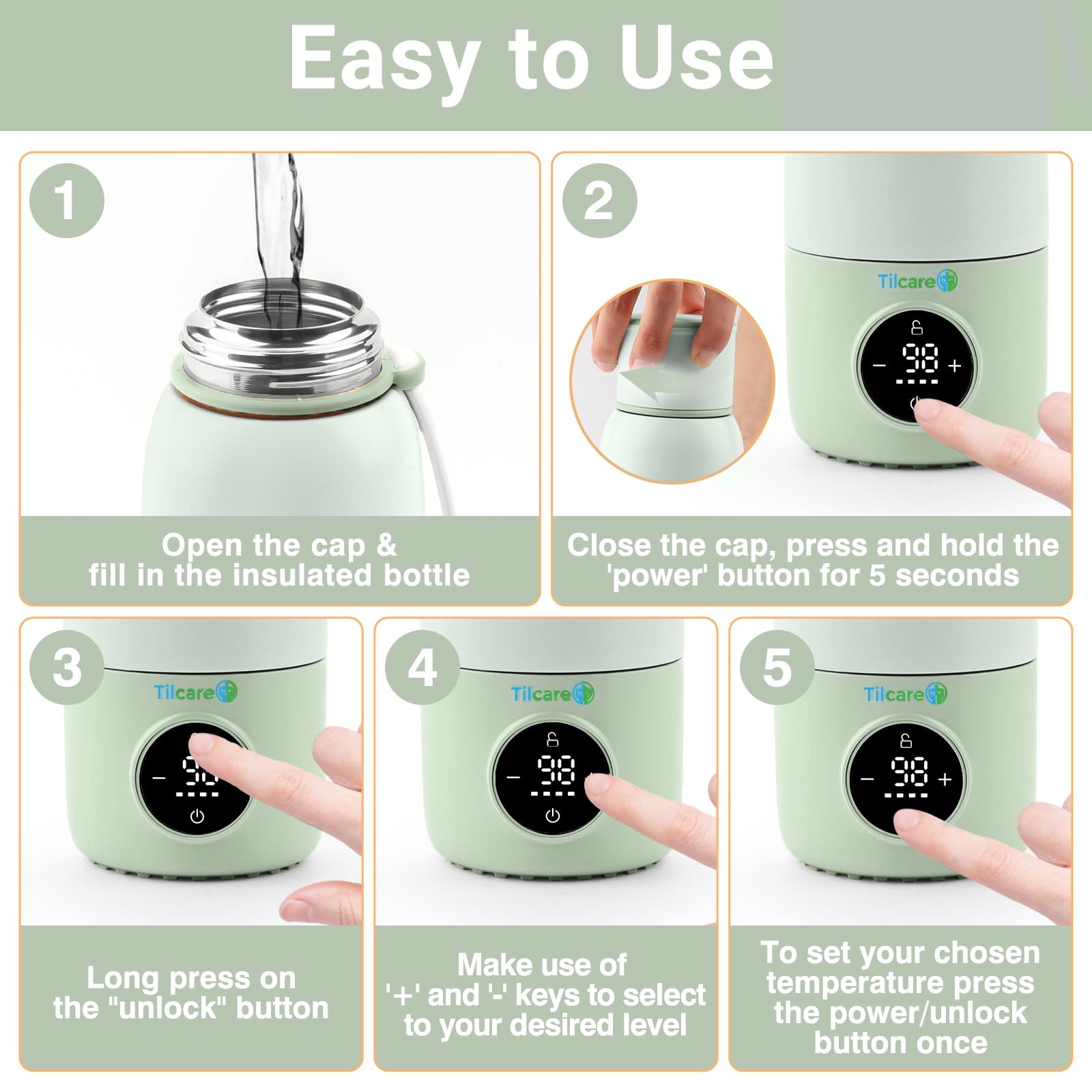 Tilcare fast-warming in 5–10 minutes to ready bottles.