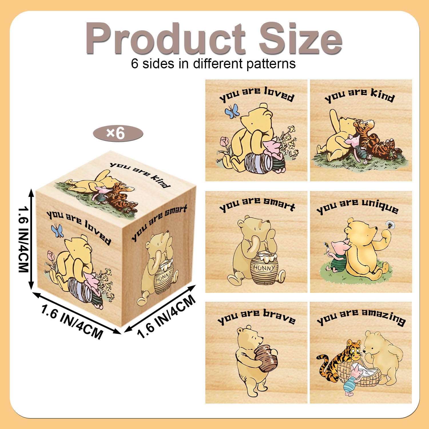 Tillfuru Winnie bear block adds friendly charm to a child's shelf
