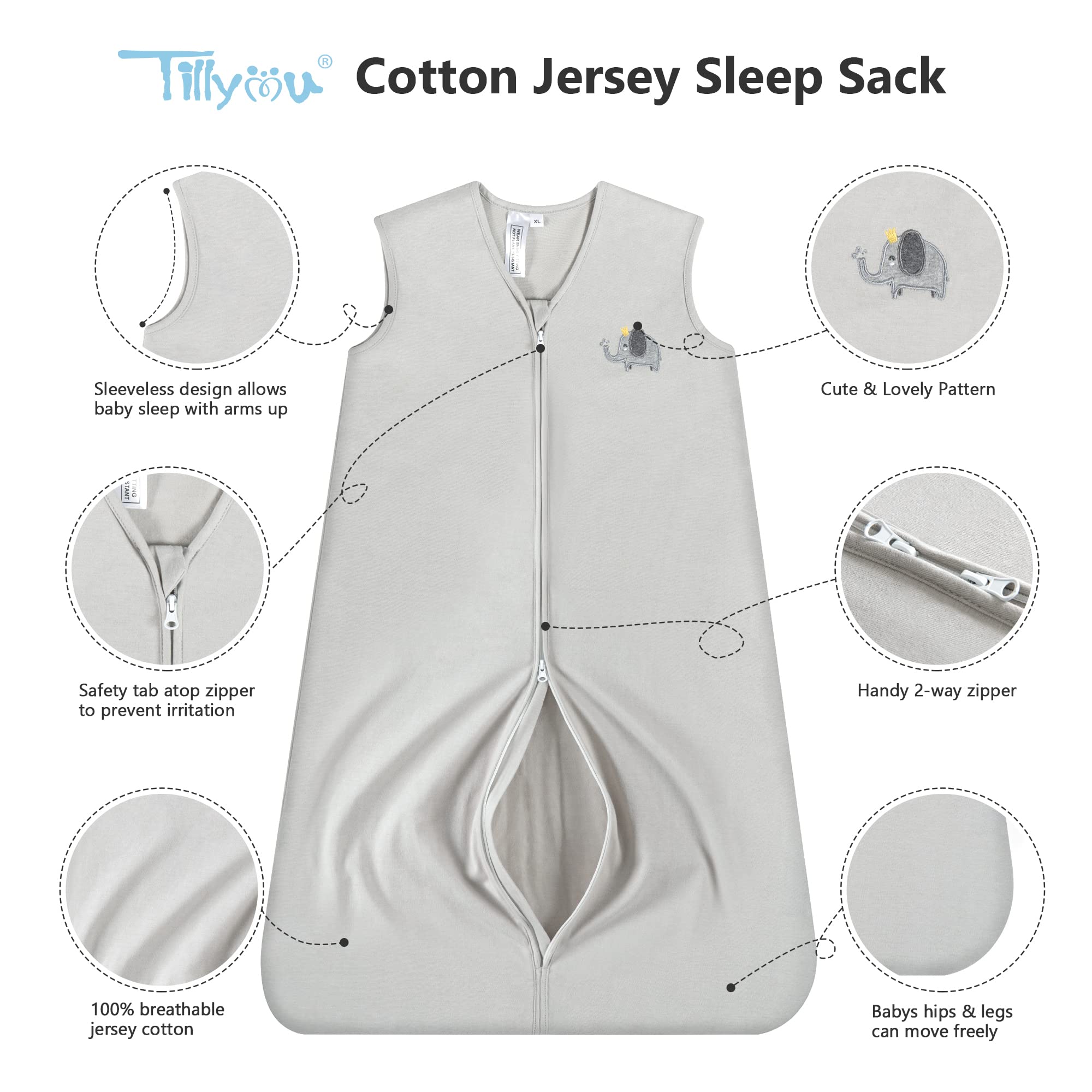 TILLYOU 2-pack sleep sack cloud pattern promotes soft sleep with gentle warmth