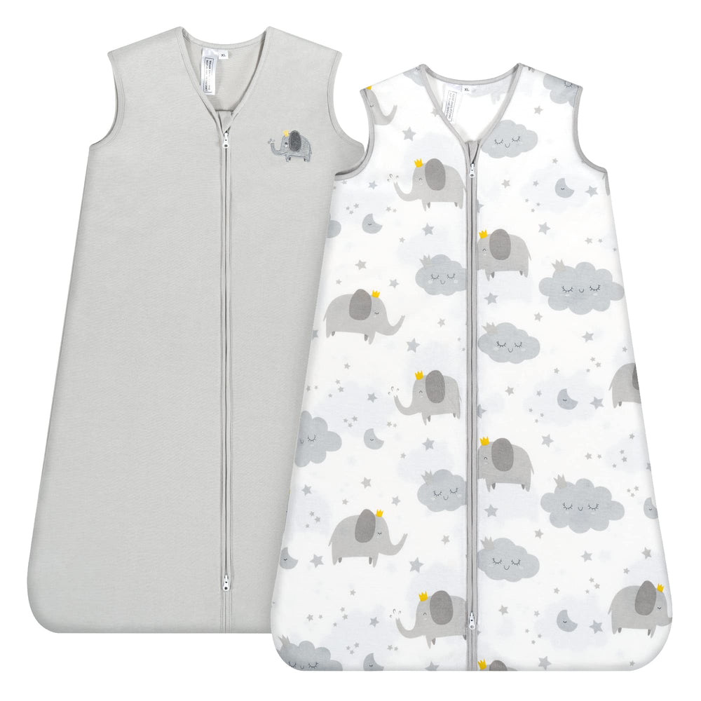 TILLYOU 2-pack sleep sack grey elephant design provides breathable comfort for cool nights