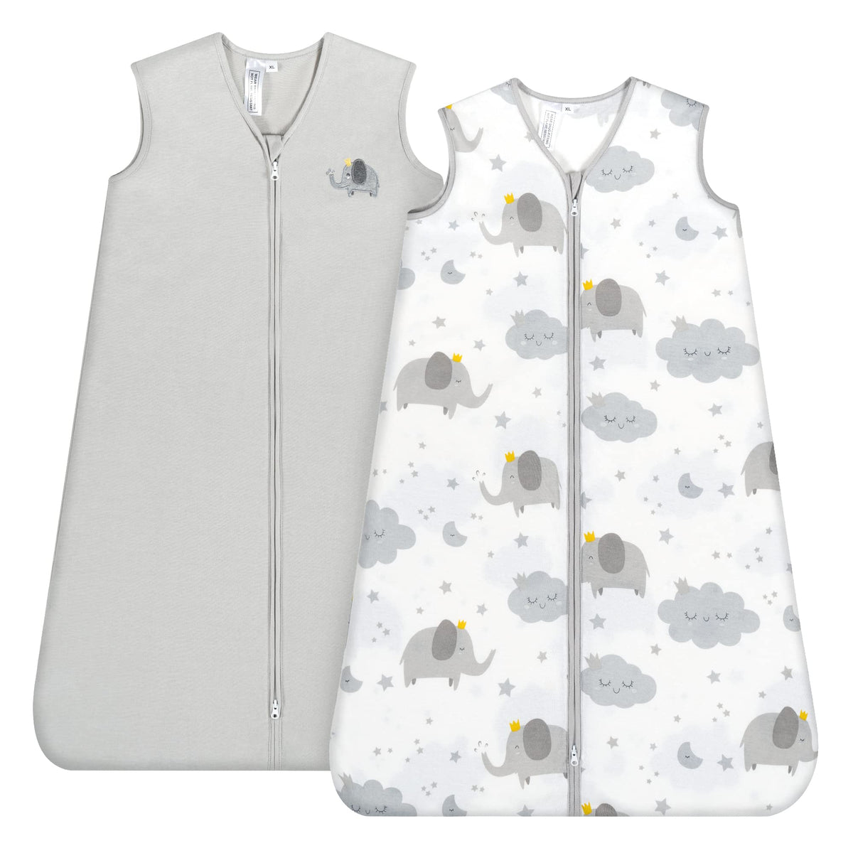 TILLYOU 2-pack sleep sack grey elephant design provides breathable comfort for cool nights